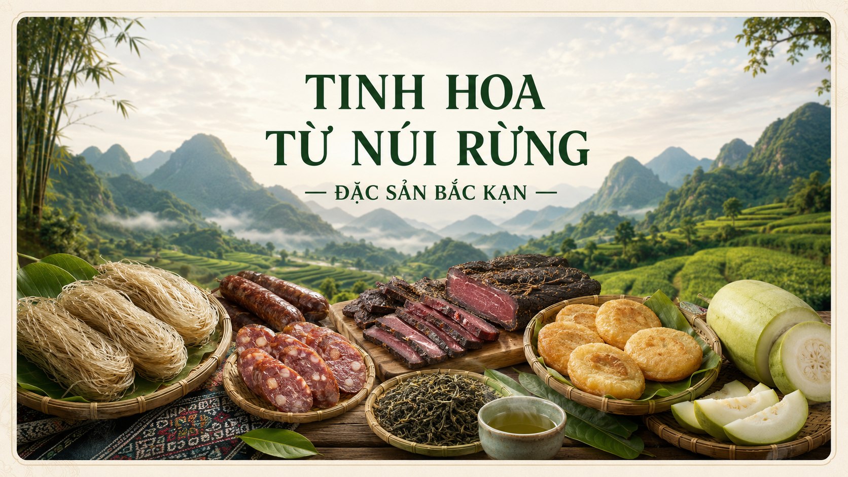 Đặc Sản Bắc Kạn — Tinh hoa từ núi rừng: miến dong, lạp sườn, thịt trâu gác bếp, trà và nông sản vùng cao